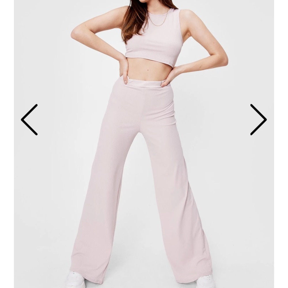 Crop Tank Top and Wide Leg Pants Set